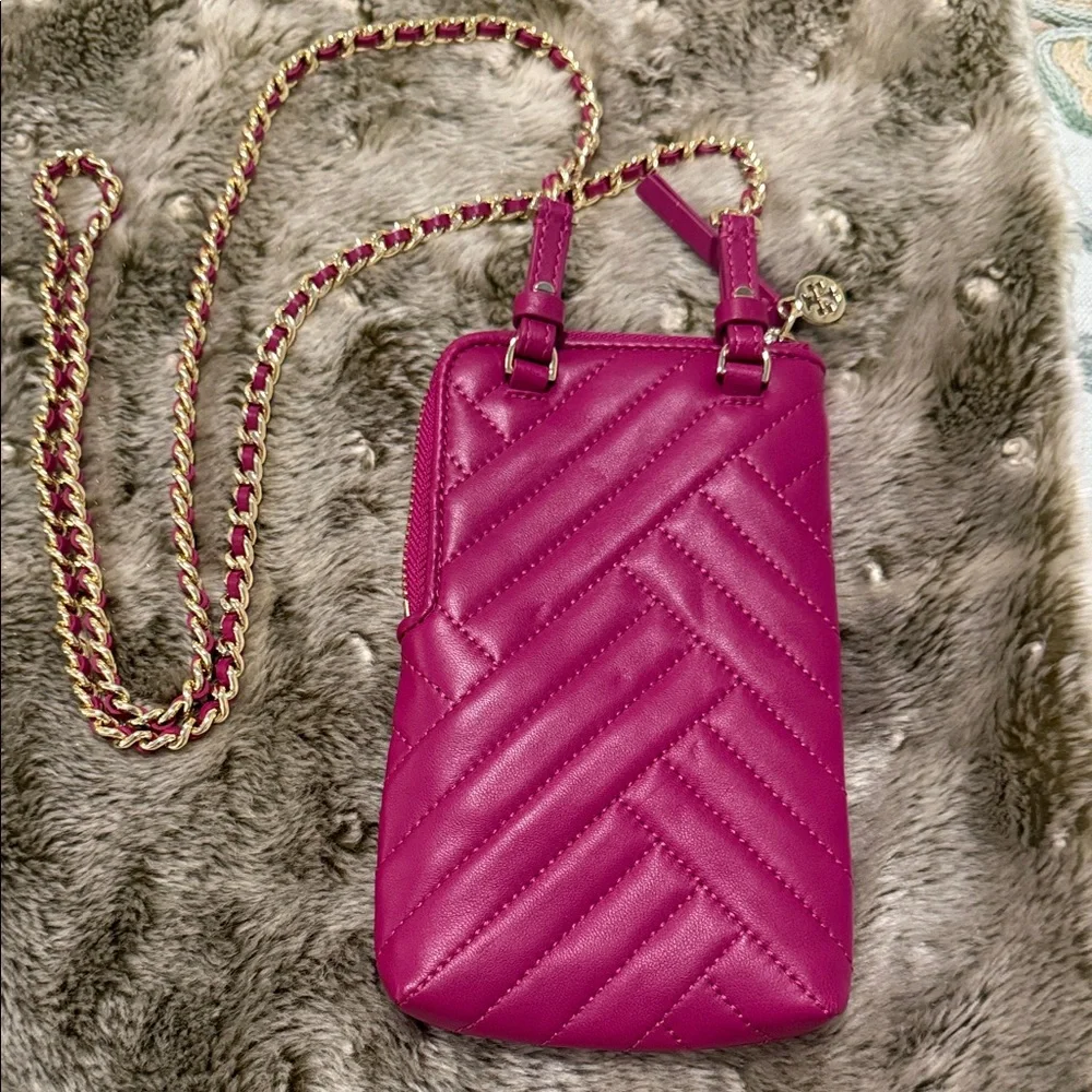 Tory Burch Pink Quilted Crossbody Phone Bag